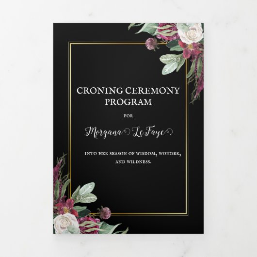 Programme de cérémonie de rondelle en fleur noire (Page de couverture)