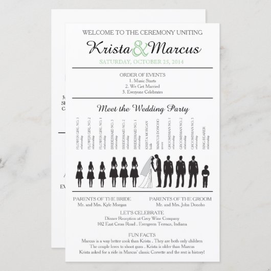 Programme de cérémonie de silhouettes simples (Devant / Derrière)