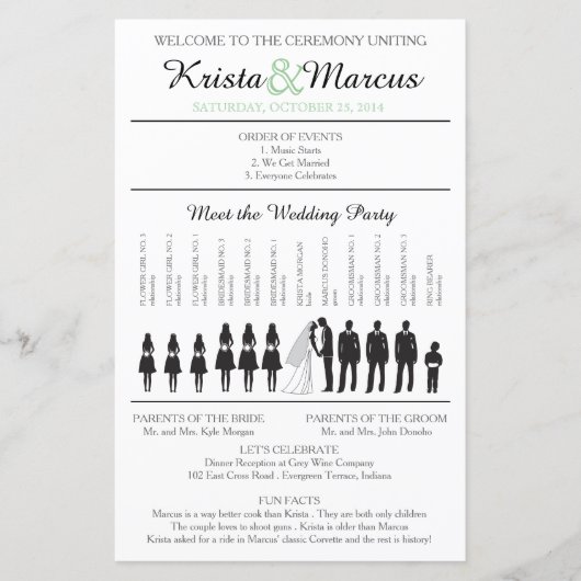 Programme de cérémonie de silhouettes simples (Devant)