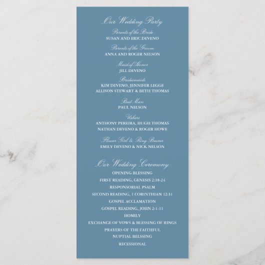 Programme de cérémonie des chaires Ocean Blue Adir (Dos)