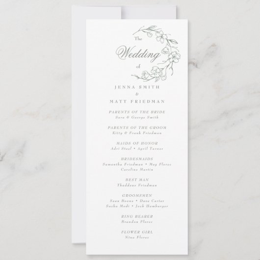 Programme de cérémonie des mariages (Devant)