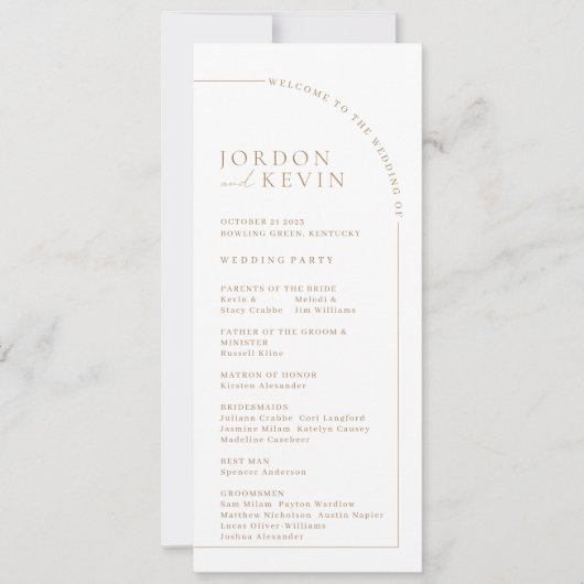 Programme de cérémonie des mariages (Devant)