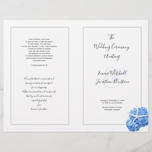 Programme de cérémonie des Mariages catholiques du (Devant)