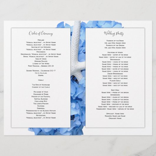 Programme de cérémonie des Mariages catholiques du (Dos)