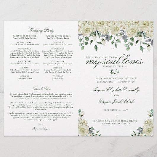 Programme de Cérémonie des Mariages catholiques Me (Devant)