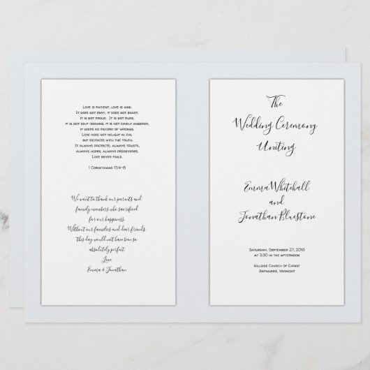 Programme de cérémonie des Mariages catholiques pl (Devant / Derrière)