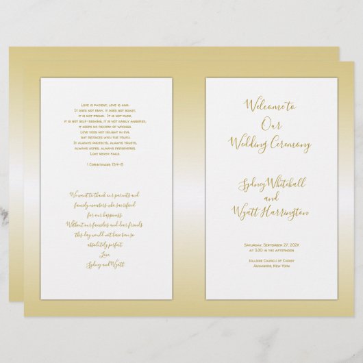 Programme de Cérémonie des Mariages catholiques pl (Devant / Derrière)