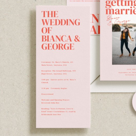 Programme de cérémonie des Mariages de Belmont