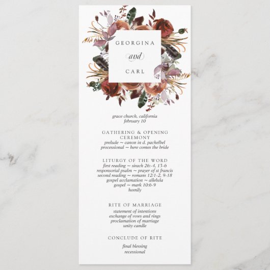 Programme de cérémonie des Mariages de Butterum &  (Devant)