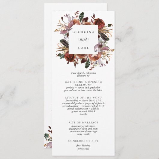 Programme de cérémonie des Mariages de Butterum & (Devant / Derrière)