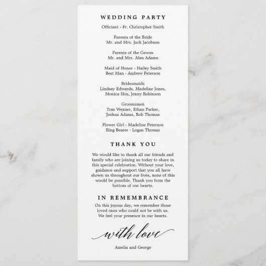 Programme de cérémonie des Mariages de COULEUR MOD (Dos)