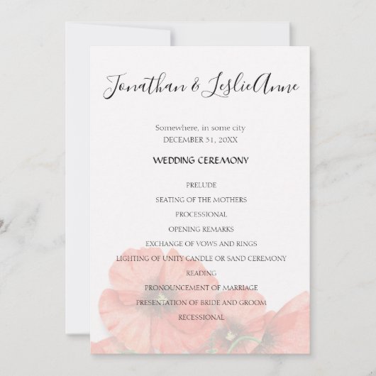 Programme de cérémonie des Mariages de fleurs de p (Devant)