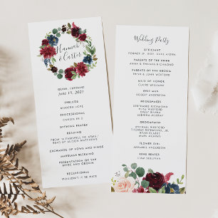 Programme de cérémonie des Mariages de fleurs radi