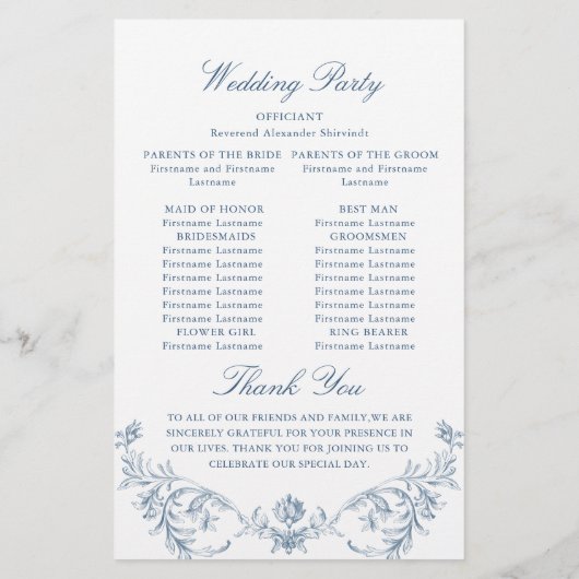 Programme de cérémonie des Mariages de grâce de l' (Dos)