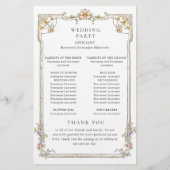 Programme de cérémonie des Mariages de grâce de l' (Dos)