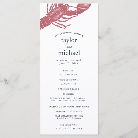 Programme de cérémonie des Mariages de Harborside (Devant)