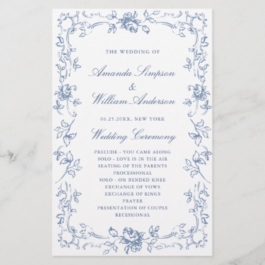 Programme de cérémonie des Mariages de la Dusty (Devant)