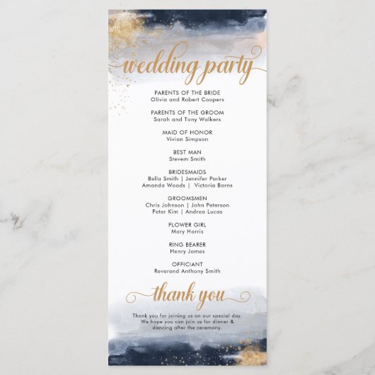 Programme de cérémonie des Mariages de la Marine e (Dos)