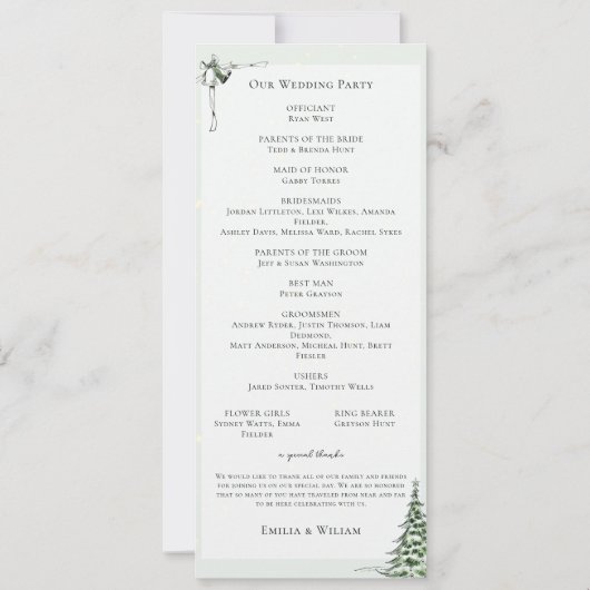 Programme de cérémonie des Mariages de Noël (Dos)