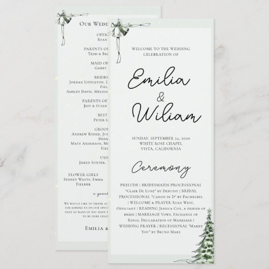 Programme de cérémonie des Mariages de Noël (Devant / Derrière)