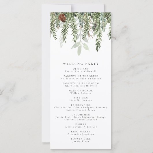 Programme de Cérémonie des Mariages de vacances mo (Dos)