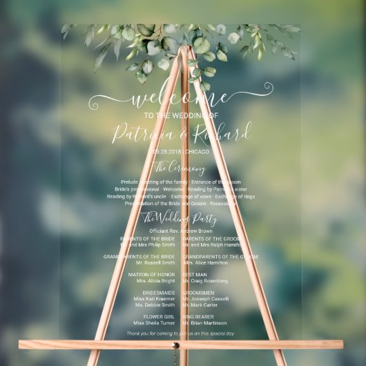 Programme de cérémonie des Mariages de verdure (Neutre)