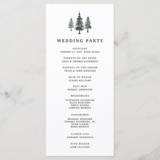 Programme de cérémonie des Mariages des forêts d'h (Dos)