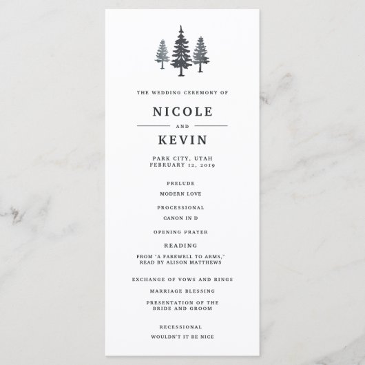 Programme de cérémonie des Mariages des forêts d'h (Devant)