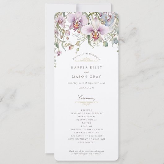 Programme de cérémonie des Mariages d'orchidées (Devant)