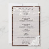 Programme de cérémonie des Mariages en bois, dente (Dos)