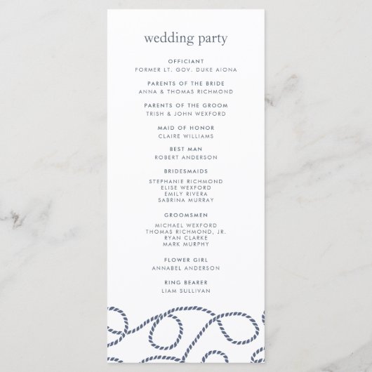 Programme de cérémonie des Mariages en état de nav (Dos)