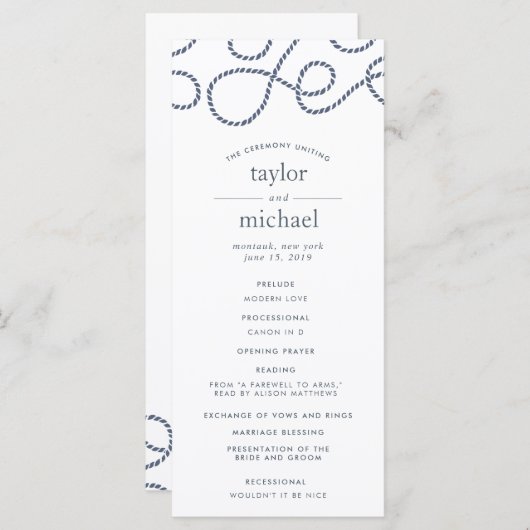 Programme de cérémonie des Mariages en état de nav (Devant / Derrière)