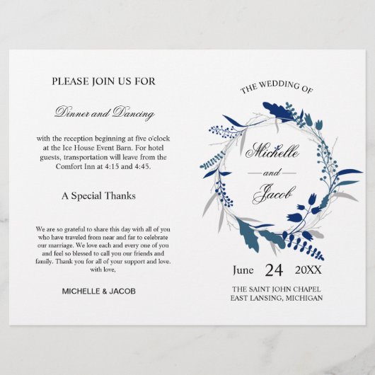 Programme de cérémonie des mariages | Eucalyptus b (Devant)