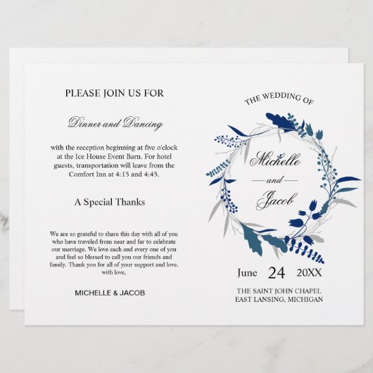 Programme de cérémonie des mariages | Eucalyptus b (Devant / Derrière)