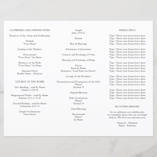 Programme de cérémonie des Mariages Fleurs sauvage (Dos)