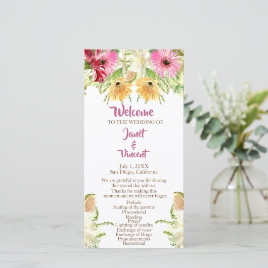 Programme de cérémonie des Mariages floraux fleurs (Debout devant)