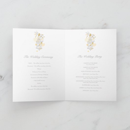 Programme de cérémonie des mariages gris-jaune en  (Intérieur)