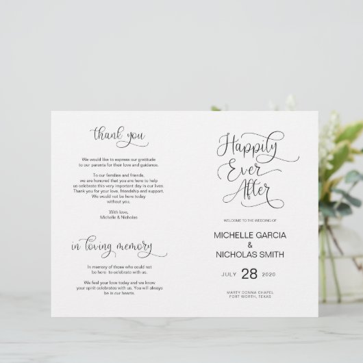 Programme de cérémonie des mariages Noir moderne à (Debout devant)