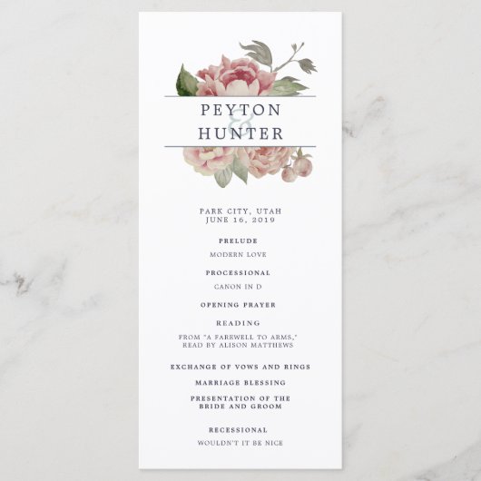 Programme de cérémonie des Mariages Roses (Devant)