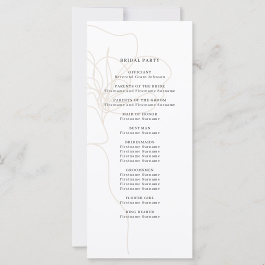 Programme de cérémonie des Mariages Roses (Dos)