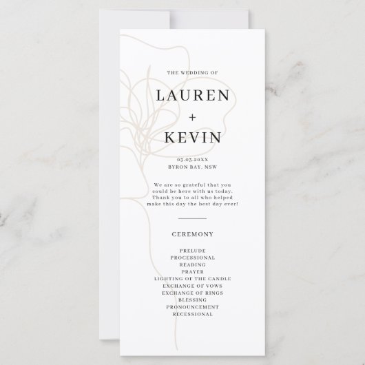 Programme de cérémonie des Mariages Roses (Devant)