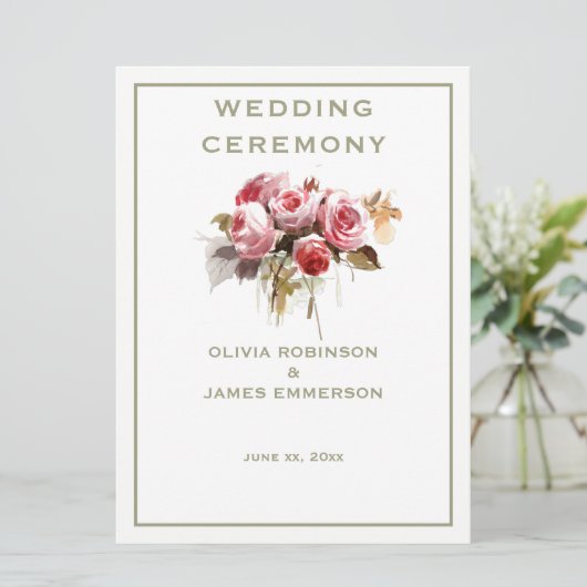 Programme de cérémonie des Roses d'aquarelle Rose  (Debout devant)