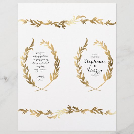 Programme de cérémonie d'or Guirlande de feuilles  (Devant)