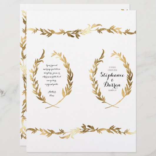 Programme de cérémonie d'or Guirlande de feuilles  (Devant / Derrière)