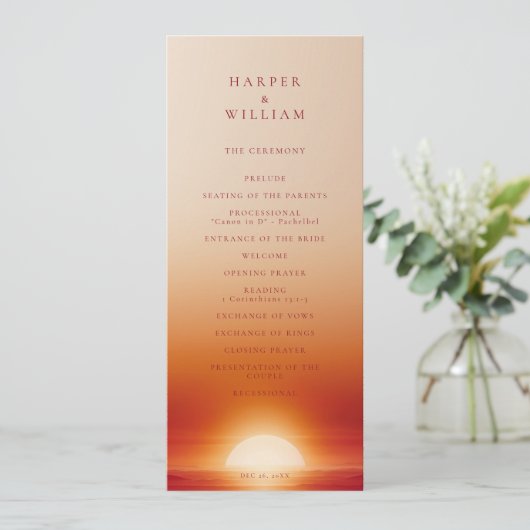 Programme de cérémonie du coucher du soleil en ter (Debout devant)