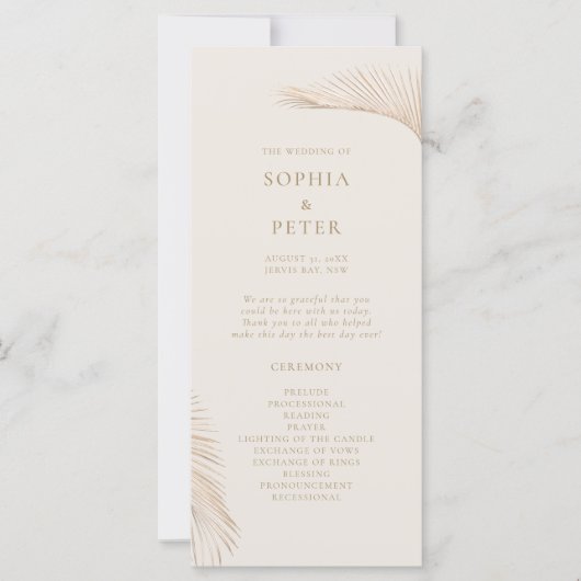 Programme de Cérémonie Feuille de Palm Simple Mode (Devant)