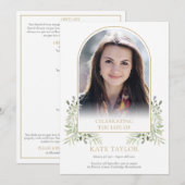 Programme de cérémonie funéraire à feuillage doré (Devant / Derrière)