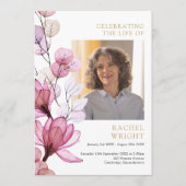 Programme de cérémonie funéraire à fleurs roses (Devant)