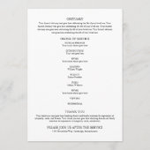 Programme de cérémonie funéraire Greenery Memorial (Dos)