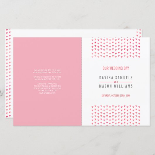 PROGRAMME DE CÉRÉMONIE mariage boho motif corail r (Devant / Derrière)